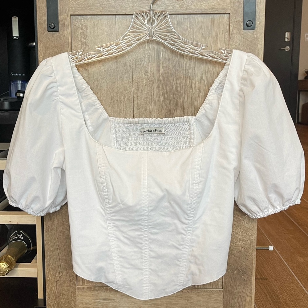 White Abercrombie & Fitch Scoopneck Corset Blouse - XS